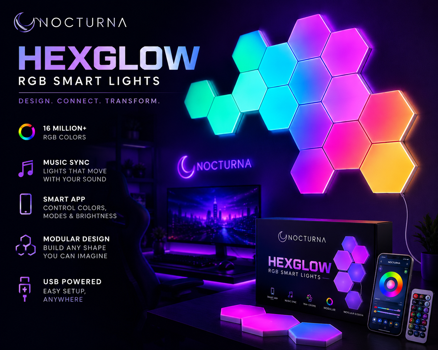 HexGlow RGB Gaming Lights