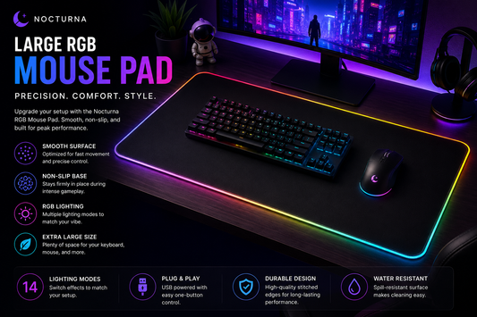 🌙 Nocturna™ RGB Gaming Mouse Pad