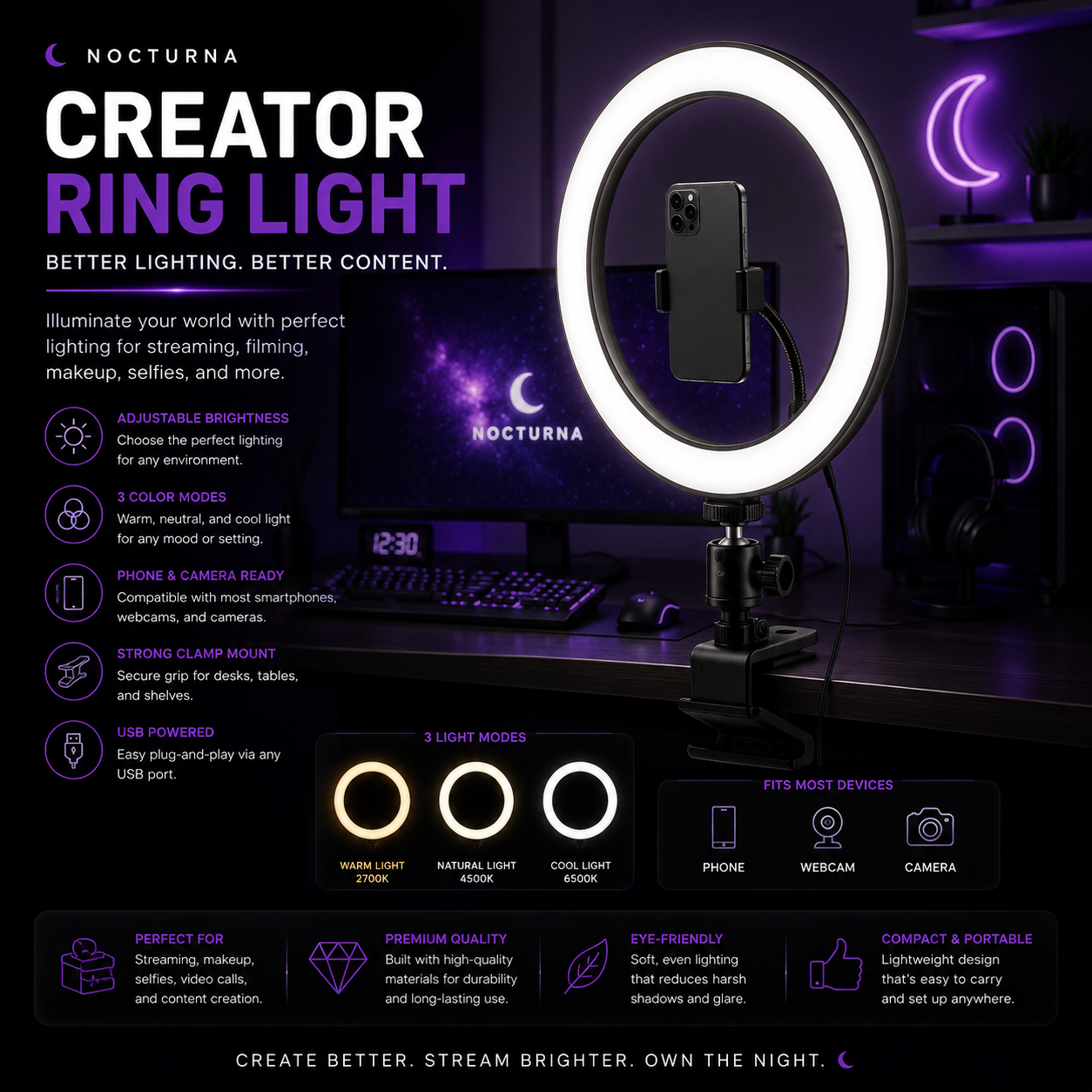 💡 Nocturna Creator Ring Light