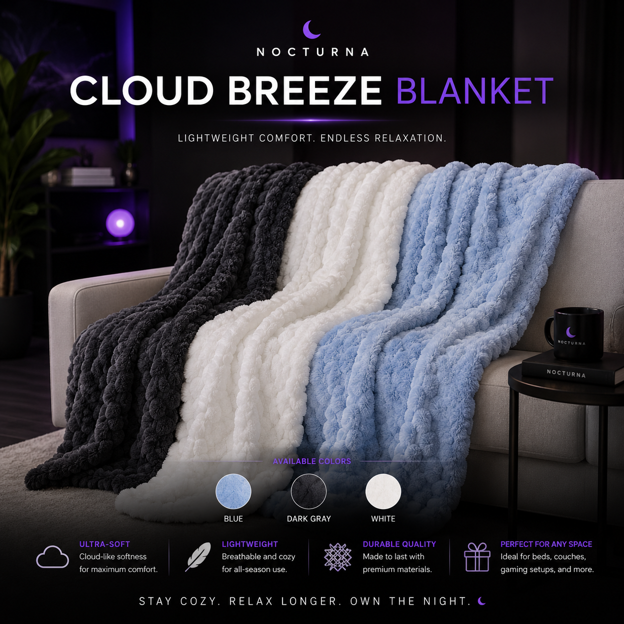 ☁️ Nocturna Cloud Breeze Blanket